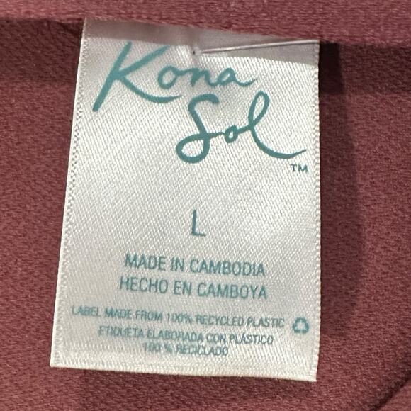 Kona Sol Women's Scalloped Flounce One Piece Swimsuit Size Large Mulberry NWT - Picture 4 of 6